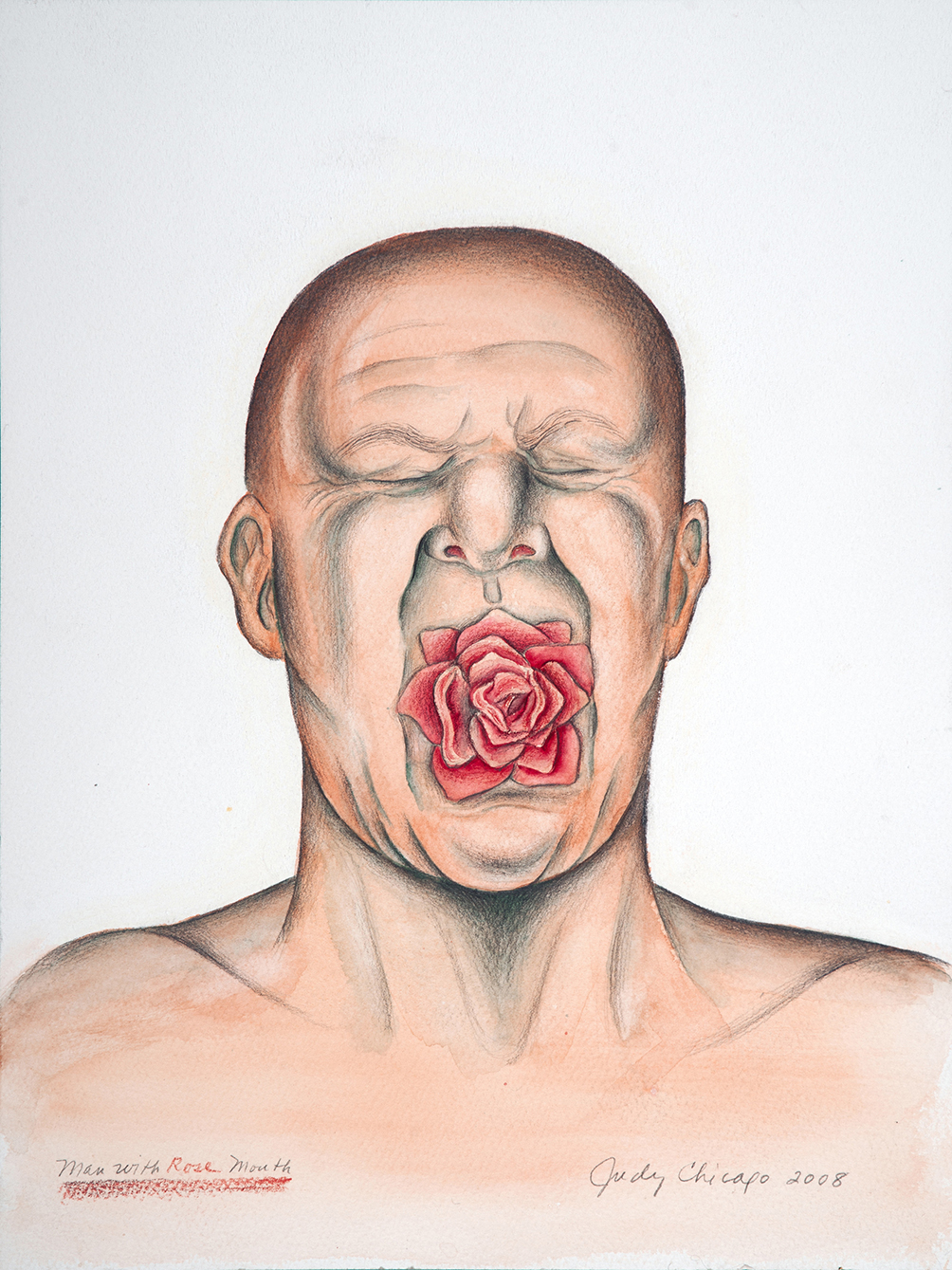 Man With Rose Mouth From The Heads Up Series 2008 Judy Chicago